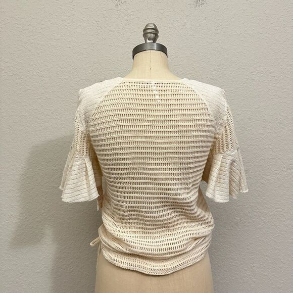 NWT FREE PEOPLE Babes Only Sweater Tee Sheer Open Weave in Cream - Picture 11 of 16